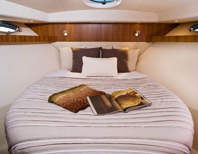 VIP stateroom forward adds to the appeal of Maritimo’s Aegean A60 Enclosed. © Maritimo Marketing